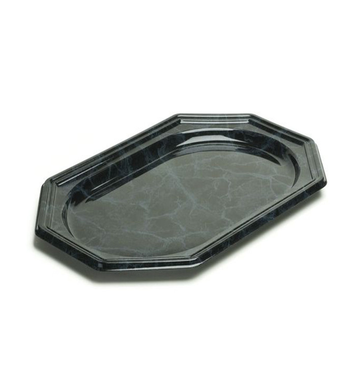 Plateau en Plastique Octogonal Marbré 46x30 cm (50 Utés) Plateau en Plastique Octogonal Marbré 46x30 cm (50 Utés)