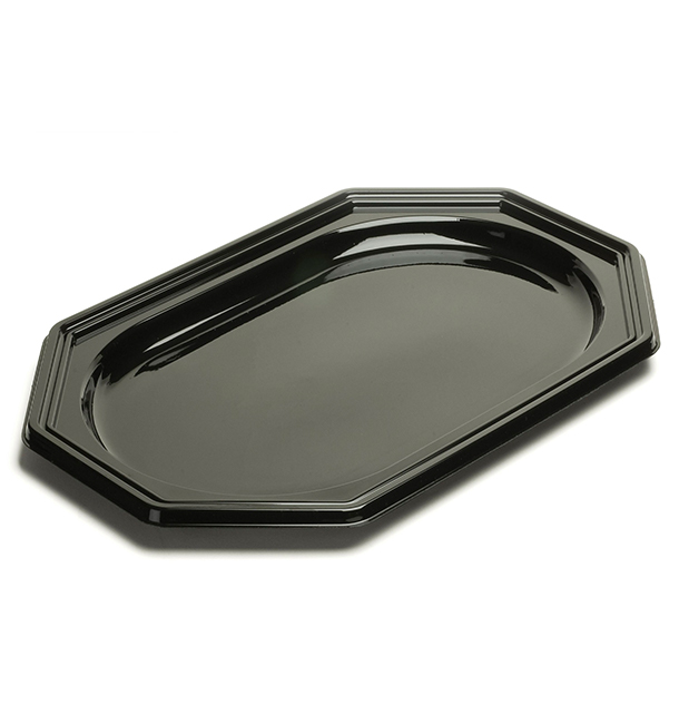 Plastic schotel Achthoekig zwart 46X30 cm (50 stuks)