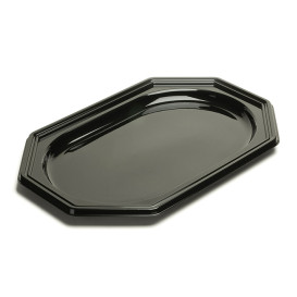 Plateau en Plastique Octogonal Noir 55x38 cm (50 Utés)