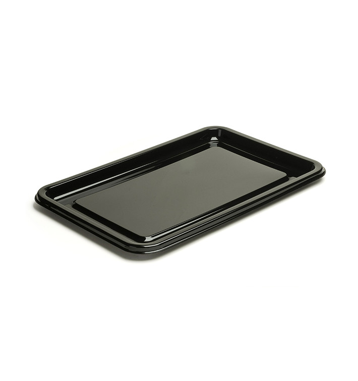 Plateau Plastique Rectangulaire Noir 35x24 cm (50 Utés)