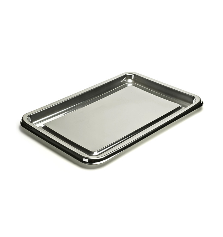Plateau Plastique Rectangulaire Argenté 55x37 cm (5 Utés) Plateau Plastique Rectangulaire Argenté 55x37 cm (5 Utés)