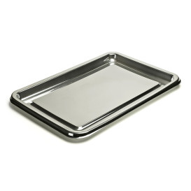 Plateau Plastique Rectangulaire Argenté 55x37 cm (50 Utés)