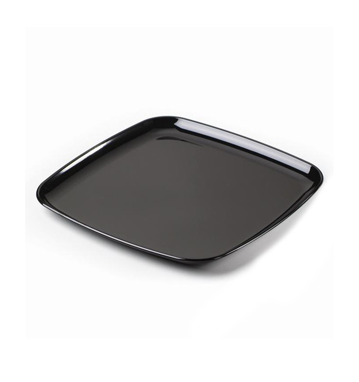 Plateau carré en plastique dur Noir 27x27 cm (5 Utés) Plateau carré en plastique dur Noir 27x27 cm (5 Utés)