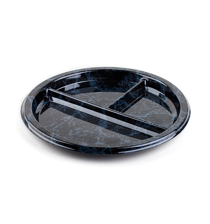 Plastic bord Rond vormig 3C marmer 26 cm (25 stuks) Plastic bord Rond vormig 3C marmer 26 cm (25 stuks)