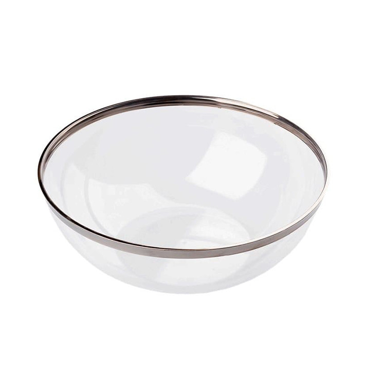 Plastic Kom met Rim PS Kristal Hard zilver 3500ml Ø27cm (4 stuks) Plastic Kom met Rim PS Kristal Hard zilver 3500ml Ø27cm (4 stuks)