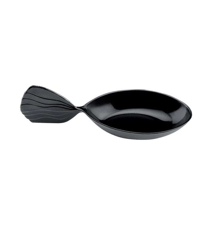 Proeving lepel PS "Fish" zwart 12 cm (30 stuks) Proeving lepel PS "Fish" zwart 12 cm (30 stuks)