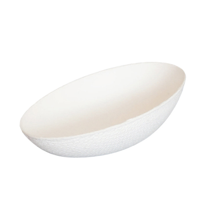 Mini Assiette Canne à Sucre Ovale Blanc 8x5cm (50 Utés) Mini Assiette Canne à Sucre Ovale Blanc 8x5cm (50 Utés)