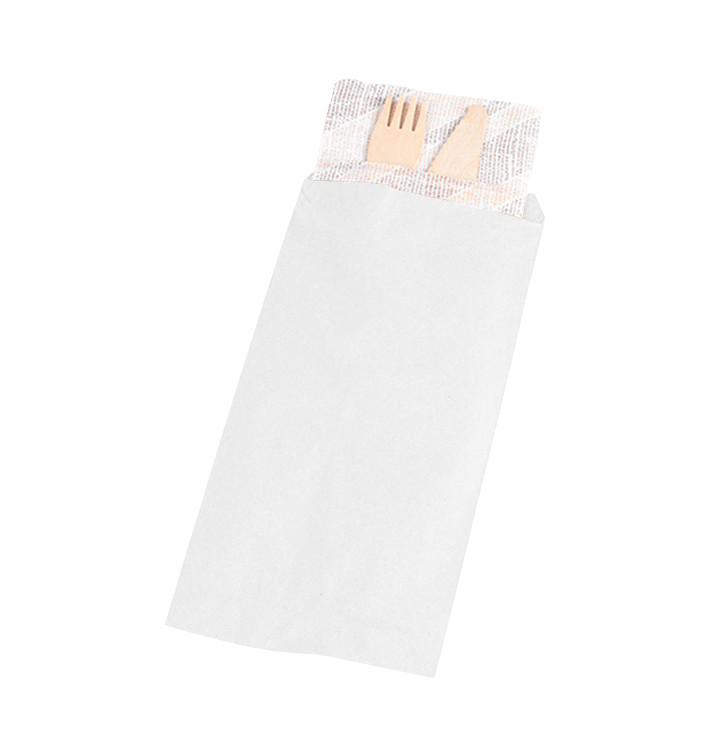 Enveloppe Porte-Couverts Blanc 11x24cm (125 Utés) Enveloppe Porte-Couverts Blanc 11x24cm (125 Utés)