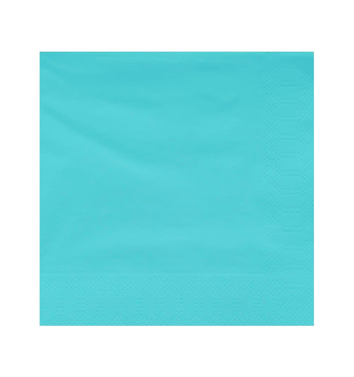 Papieren servet turkoois rand 20x20cm 2C (6000 stuks) Papieren servet turkoois rand 20x20cm 2C (6000 stuks)