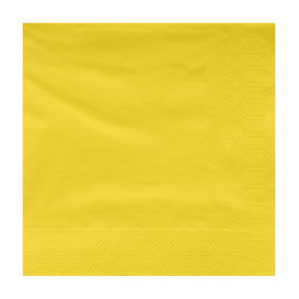 Papieren servet gele rand 25x25cm 2C (200 stuks)