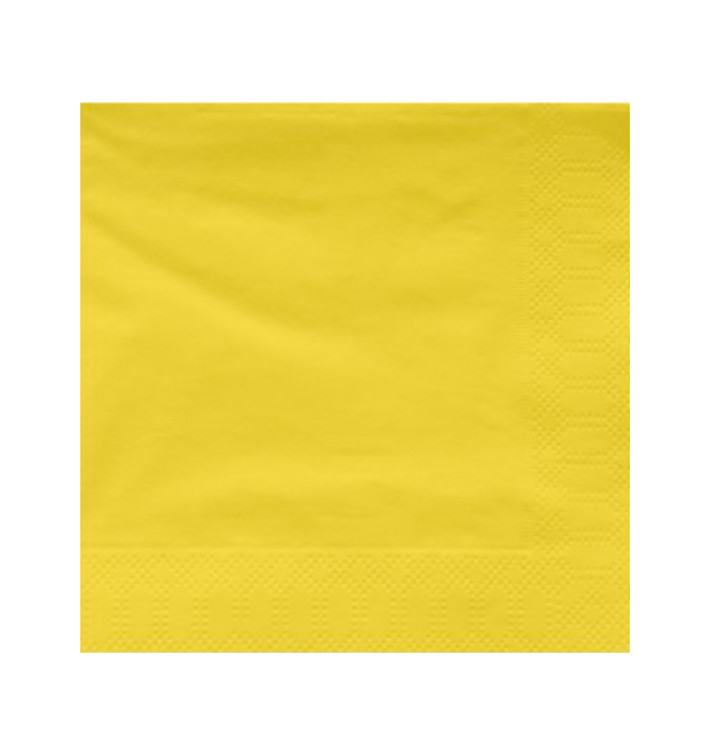 Serviette Papier à Cocktail 25x25cm Jaune (200 Utés)