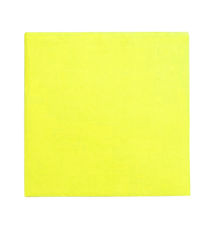 Serviette Papier Double Point 25x25cm Jaune (1400 Utés)