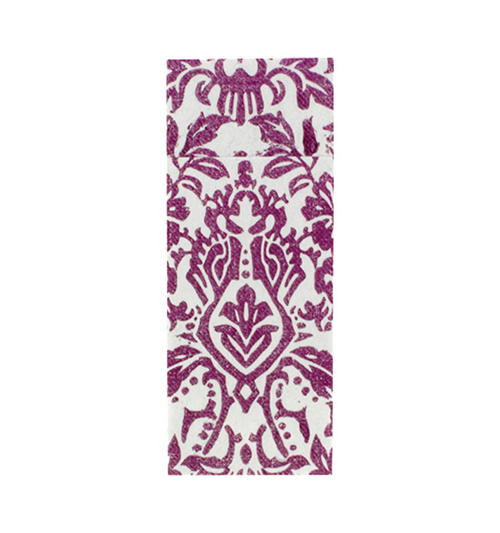 Serviette Kangourou Airlaid "Versailles" Aubergine 32x40cm 55g/m² (40 Utés)