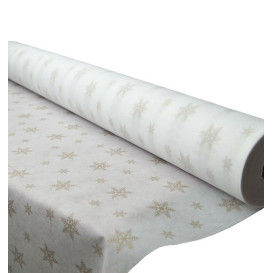 Nappe Rouleau PP Non Tissé Blanc "Etoiles" Or 1,2x48m 50g (6 Utés)
