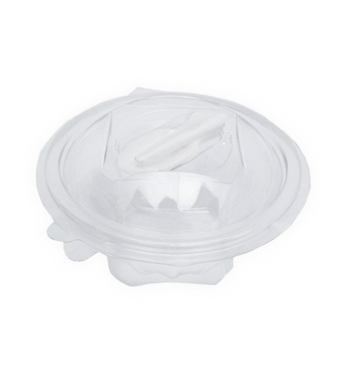 Plastic saladekom APET Rond vormig met lepel 250ml Ø12cm (60 stuks) 