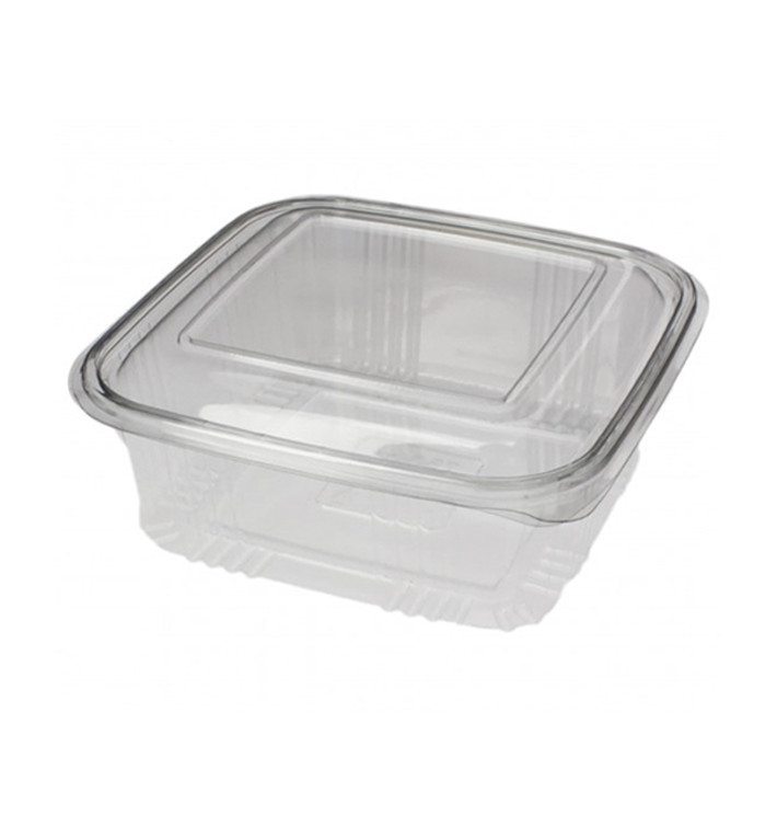 Plastic scharnierende Deli-Container PET Vierkant 750ml (600 stuks) Plastic scharnierende Deli-Container PET Vierkant 750ml (600 stuks)