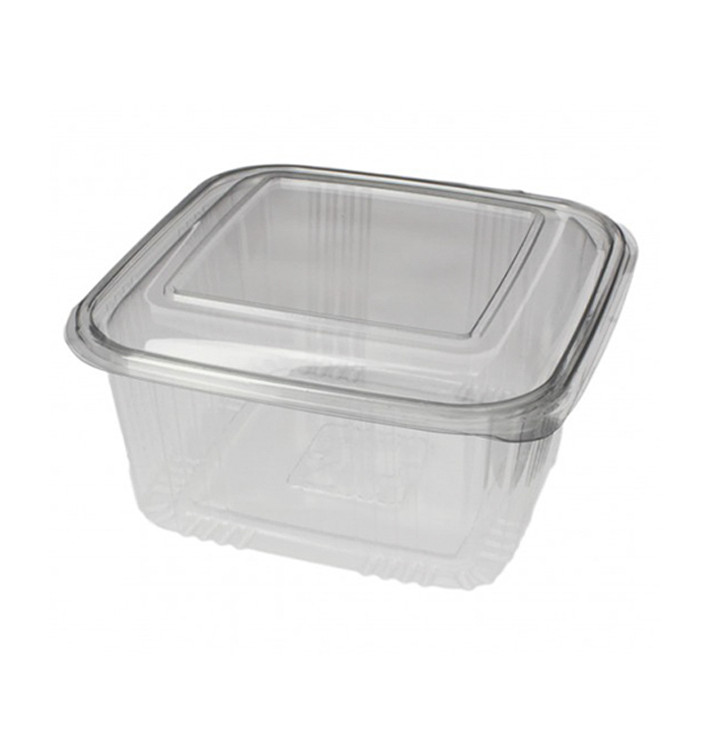 Plastic scharnierende Deli-Container PET Vierkant 1000ml (100 stuks) Plastic scharnierende Deli-Container PET Vierkant 1000ml (100 stuks)