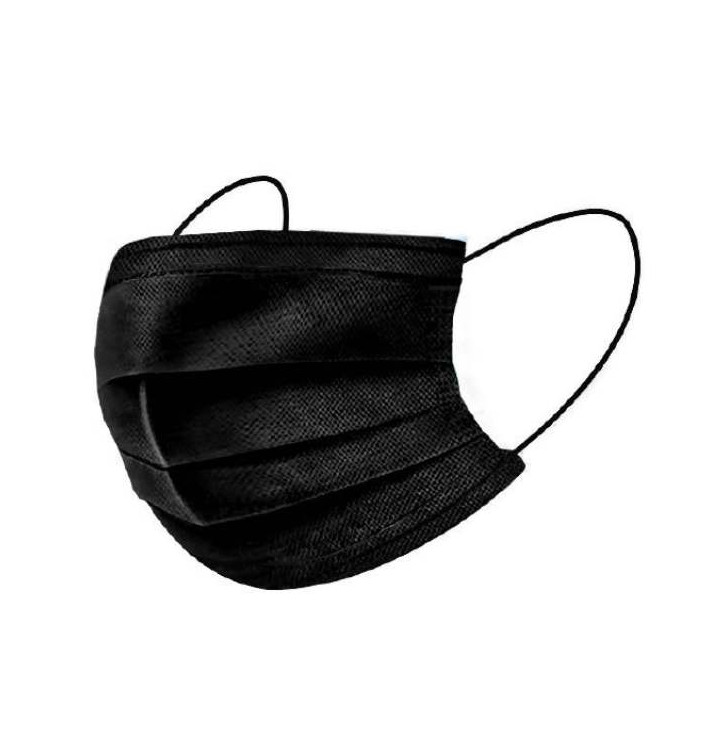 Masque Chirurgical avec élastiques 3 Plis Type IIR Noir (50 Utés) Masque Chirurgical avec élastiques 3 Plis Type IIR Noir (50 Utés)