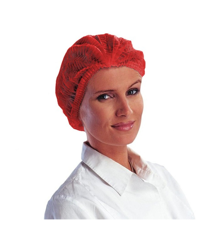 Wegwerp haarnetje PP rood 2 rubber Ø53cm (100 stuks) Wegwerp haarnetje PP rood 2 rubber Ø53cm (100 stuks)