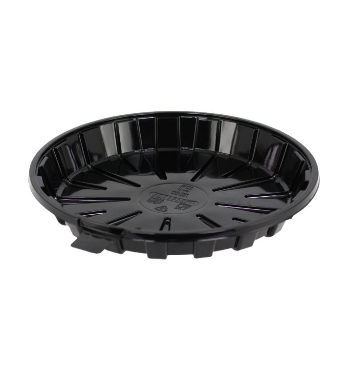 Plastic Cakeplak Container APET Zwart Ø16cm (35 Stuks) Plastic Cakeplak Container APET Zwart Ø16cm (35 Stuks)