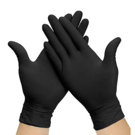 Gants Nitrile sans Poudre Noir Taille M AQL 1.5 (1000 Utés)