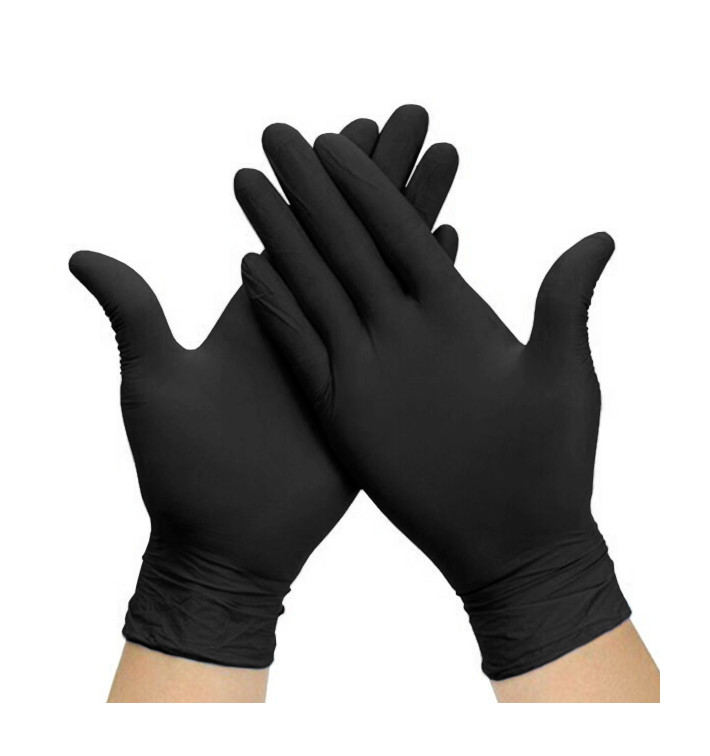 Gants Nitrile sans Poudre Noir Taille L AQL 1.5 (100 Utés)