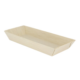 Plateau jetable en bois 21,5x8,5x2,8cm 350ml (25 Unités)