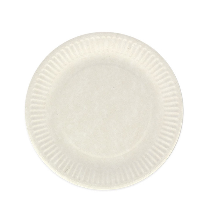 Assiette en Papier Blanc Biodégradable Ø18cm (100 Unités)