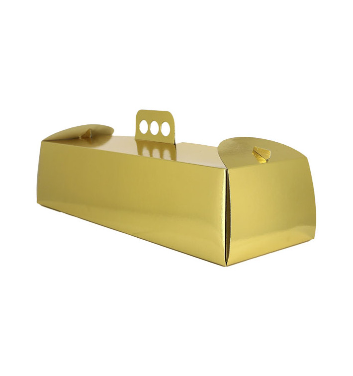 Papieren cake doosje gemetalliseerd goud Rechthoekige vorm Swisse Roll 16x44x10,5cm (50 stuks) Papieren cake doosje gemetalliseerd goud Rechthoekige vorm Swisse Roll 16x44x10,5cm (50 stuks)