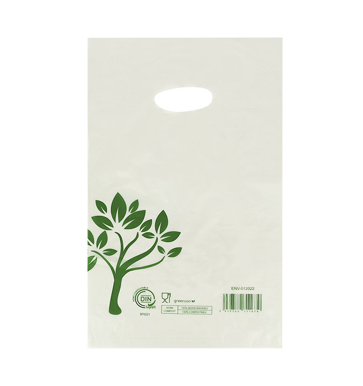 Zak met gestanst handvat Home Compost “Be Eco!” 20x33cm (100 stuks)