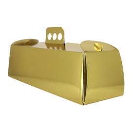 Papieren cake doosje Swiss Roll goud gemetalliseerd 12x38,5x10,5cm (100 stuks)
