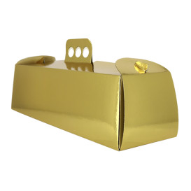 Papieren cake doosje Swiss Roll goud gemetalliseerd 12x38,5x10,5cm (100 stuks)