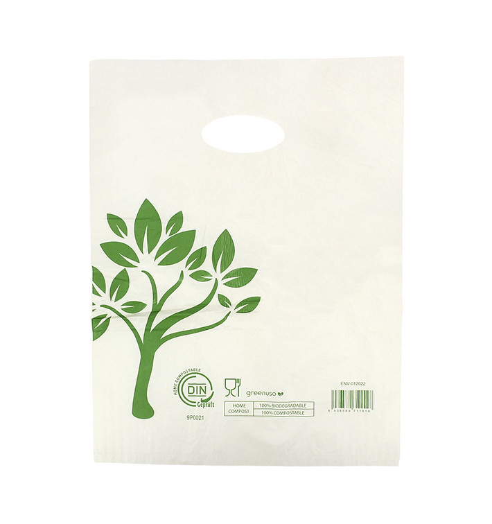 Zak met gestanst handvat Home Compost “Be Eco!” 30x40cm (100 stuks)