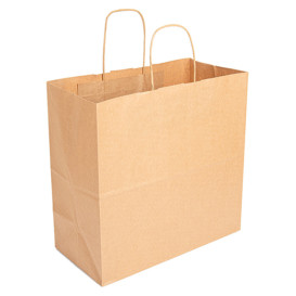 Sac en Papier Kraft Marron avec Anses 90g 32+16x31 cm (250 Utés)