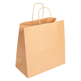 Sac en Papier Kraft Marron avec Anses 90g 32+16x31 cm (250 Utés)