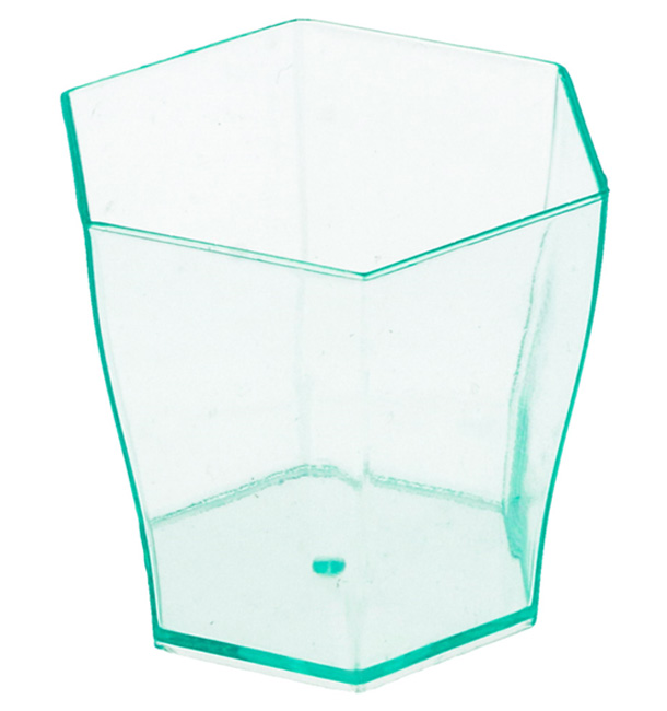 Plastic PS proefbeker Zeshoekige vorm Water groen 60ml (24 stuks)