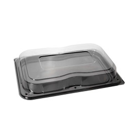 Plateau Plastique Noir avec Couvercle 46x30 cm (25 Utés)