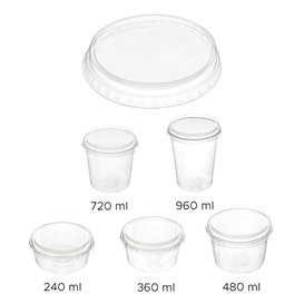Lid for Tub Deli Container PLA Clear Compostable 240, 360, 480, 720, 960ml (600 Stuks)