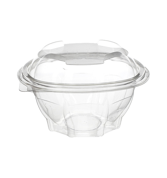 Plastic scharnierende Saladekom PLA Rond vormig 375ml (100 Stuks) Plastic scharnierende Saladekom PLA Rond vormig 375ml (100 Stuks)