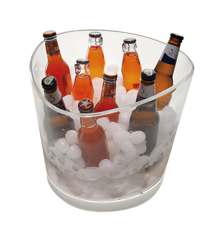 Seau à glace réutilisable SMMA Transparent pour 7-8 bouteilles (4 Uds)
