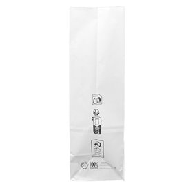Sac en papier Kraft Blanc sans anses 50g/m² 15+9x28cm (25 Unités)