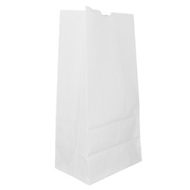 Papieren zak zonder handvat kraft wit 60g/m² 18+11x34cm (500 stuks)