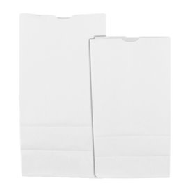 Papieren zak zonder handvat kraft wit 50g/m² 12+8x24cm (25 stuks)