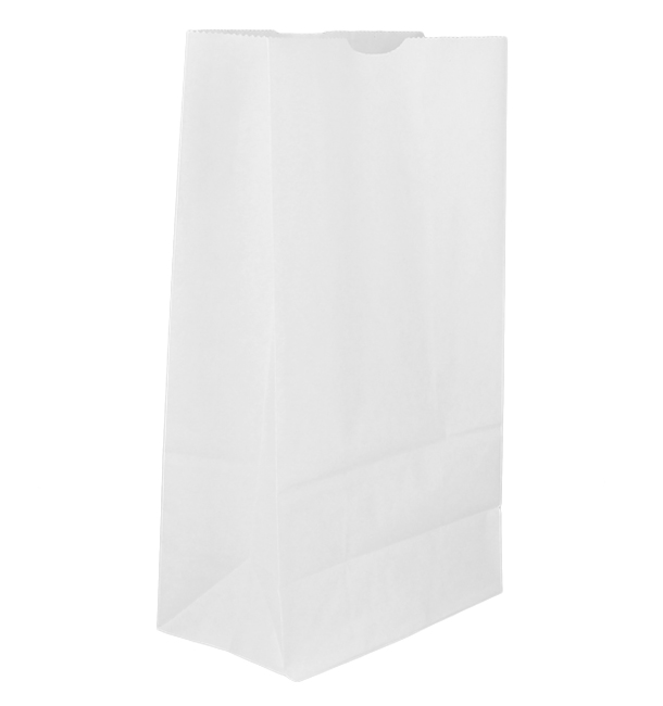 Papieren zak zonder handvat kraft wit 50g/m² 12+8x24cm (1.000 stuks)