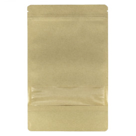 Sac DoyPack Kraft avec fermeture et fenêtre 16+8x26cm (50 Utés)