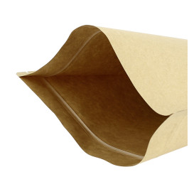 Papieren Doypack Kraft met zelfsluiting en venster 16+8x26cm (1000 stuks)