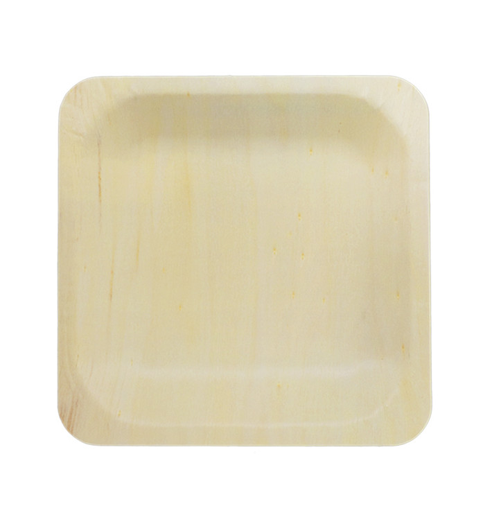 Assiette en Bois carrée 14x14cm (200 Unités) Assiette en Bois carrée 14x14cm (200 Unités)