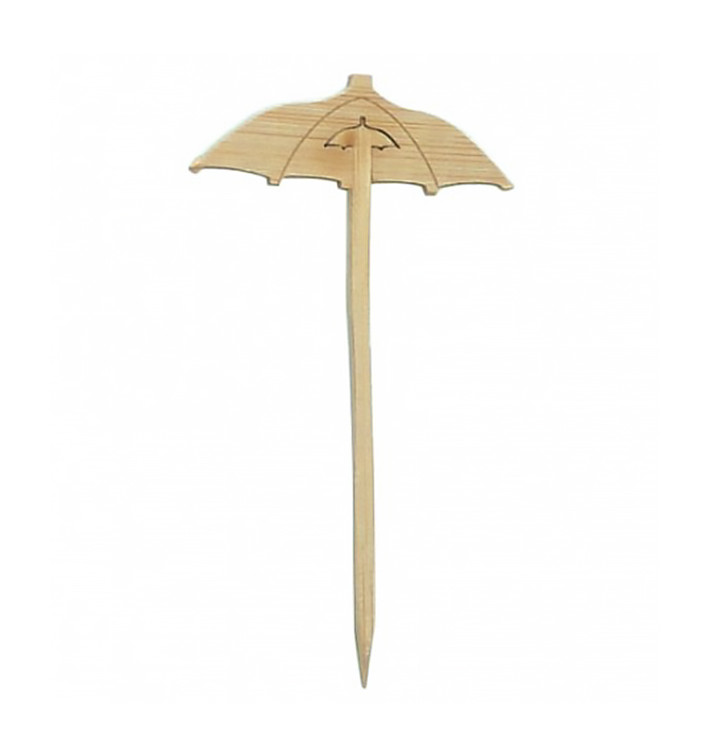 Pique en Bambou Décoré Parasol 90mm (100 Unités)