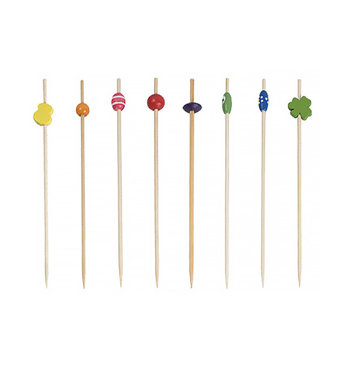 Bamboe vleespennen pakket Decoratie mix 12cm (100 stuks) Bamboe vleespennen pakket Decoratie mix 12cm (100 stuks)