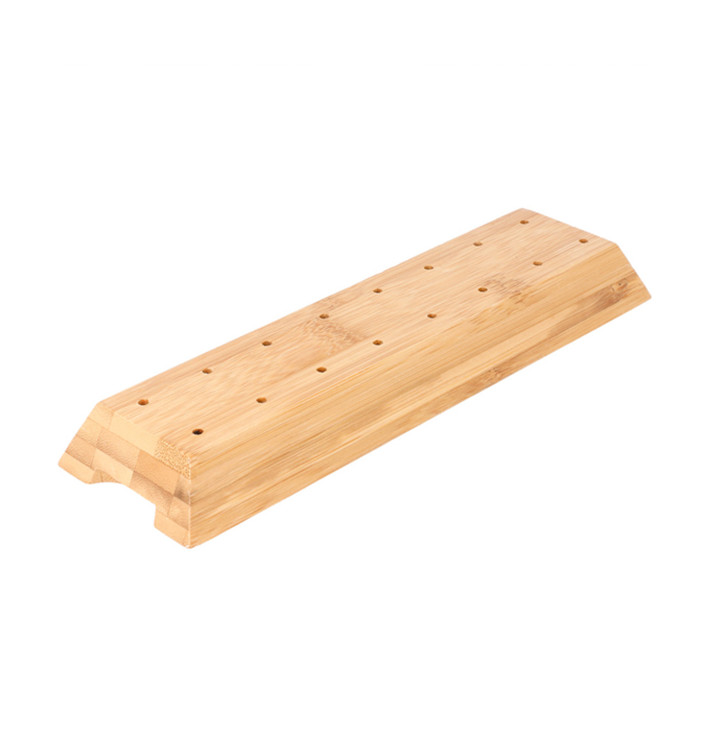Bamboe vleespennen houder dienblad bruin 20x6x2cm (12 stuks) Bamboe vleespennen houder dienblad bruin 20x6x2cm (12 stuks)